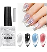 Makartt Universal Silver Cat Eye Gel Polish: Sparkle Glitter Nail Polish Holographic Magnetic Gel...