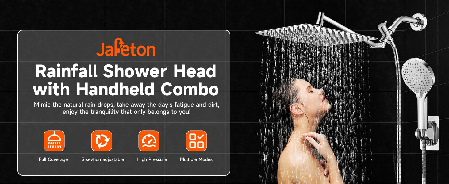 Jafeton 10inch rainfall shower head combo with handheld spray