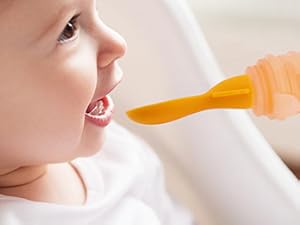 baby feeding, spoon top, yellow, soft silicone