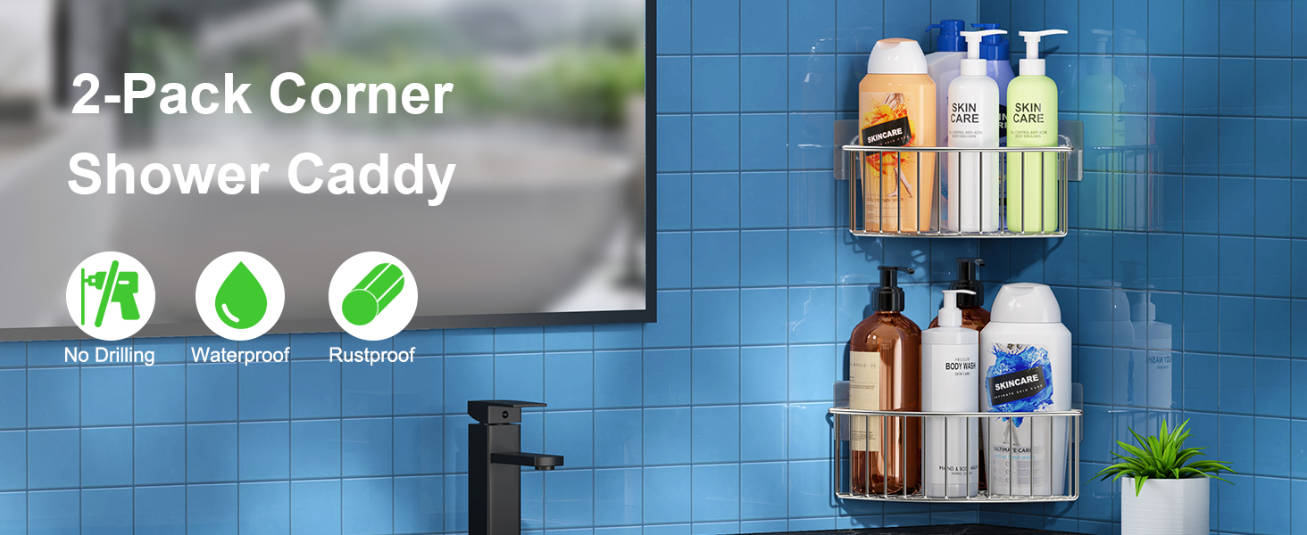 SMARTAKE 2Pack Corner Shower Caddy Deep Basket Design, SUS304 Stainless Steel, Wall