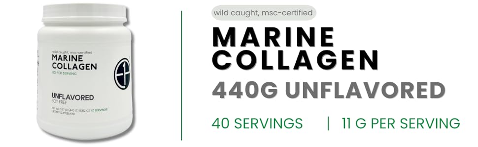 marine collagen peptides 440g wild-caught msc certified collagen, unflavored fish collagen protein