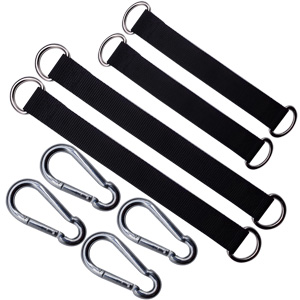 4 PCS Short Straps Tree Swing Straps Hanging Kit, with Carabiners, Heavy Duty Suspension Kits for Gym Fitness Cable Machine Extension, Hanging Pulleys, Rings,Hammock Tree Straps 10 Heavy Duty Suspension Kits