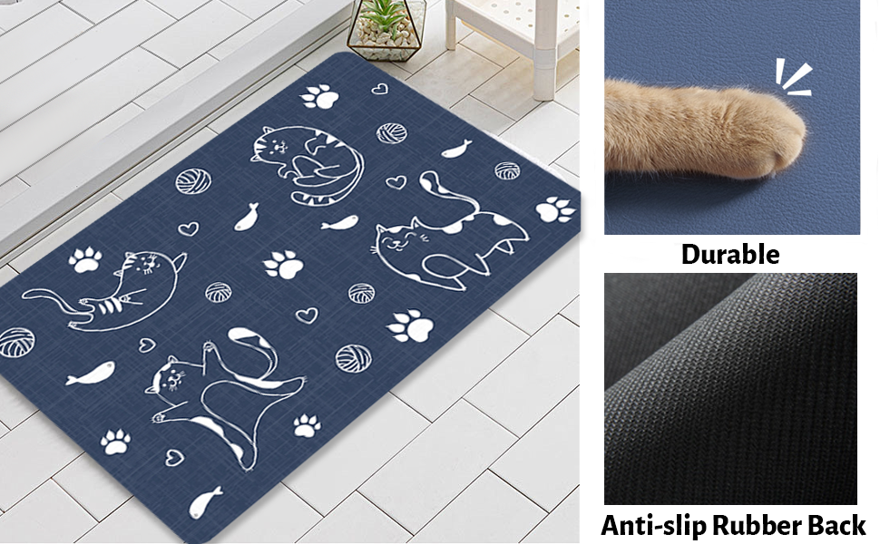 Pet Feeding Mat Absorbent Dog Food Mat No Stains Waterproof Dog Mat for Food and Water, Easy Clean Puppy Supplies Dog Accessories for Messy Drinkers(Blue-44x75 cm) 15 dog food mat