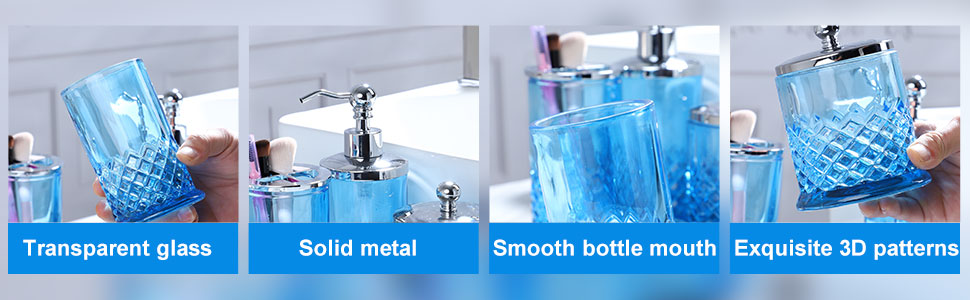 glass bathroom accessory set