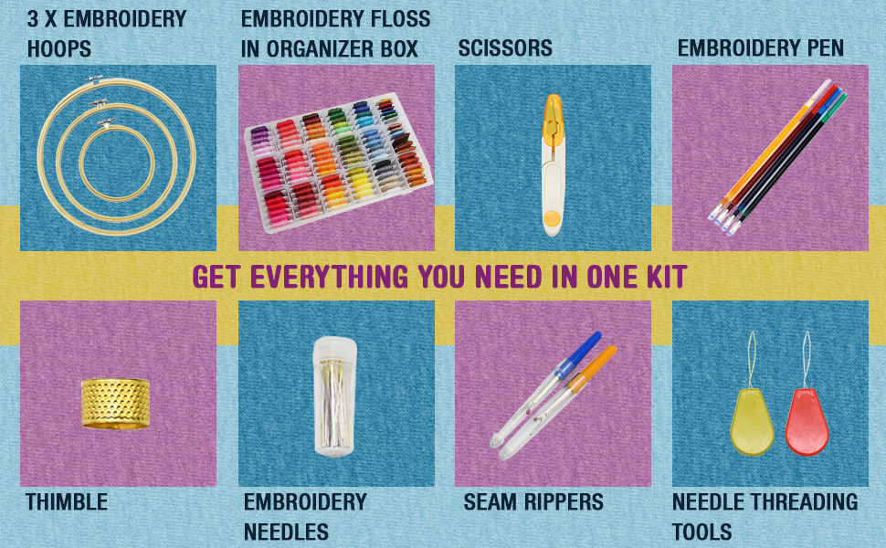 ATTERET Full Range Embroidery and Cross Stitch Starter Kit with Premium Storage