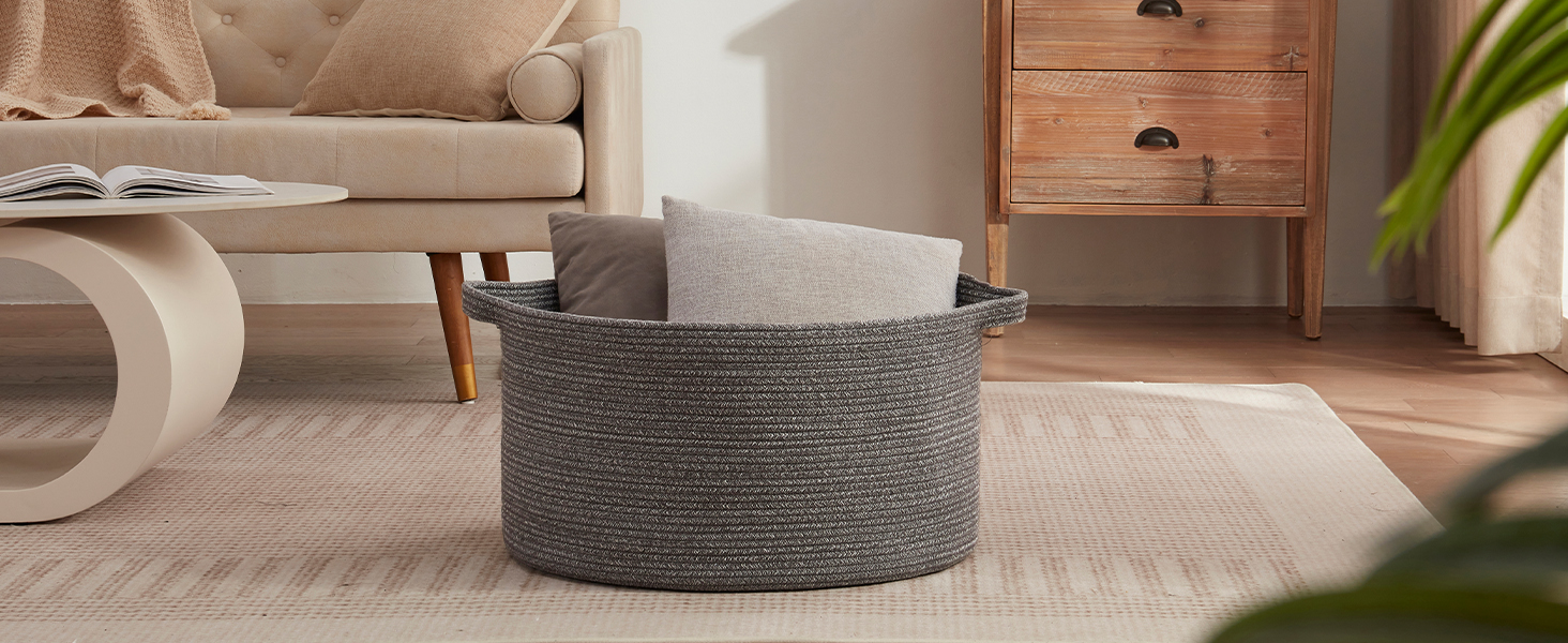 OIASKET Large Woven Baskets for Storage, 22.8" x 22.8" x 13