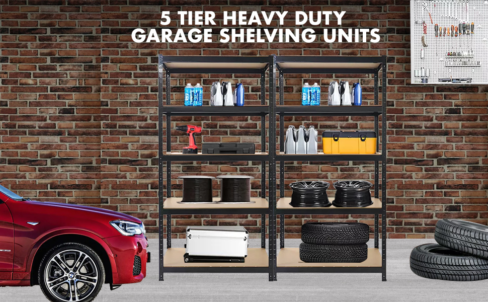 COZYBRITE Garage Shelving Units 5 Tier Heavy Duty Shed Storage Racking