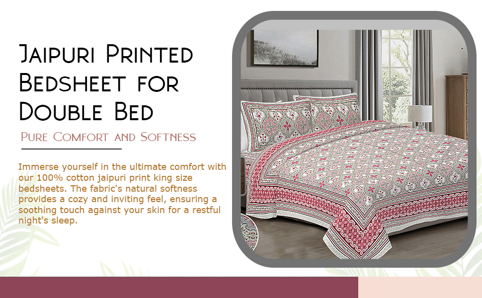 HZAR ART King Size Premium 100 Cotton Bedsheet for Double Bed with 2