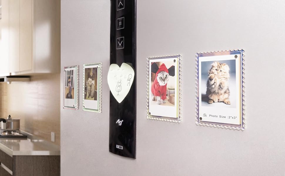 WINKINE Photo Frames 2x3, 6 Pack Iridescent Acrylic Fridge