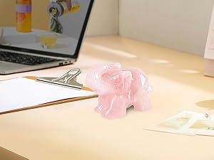 rose quartz statue elephant