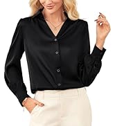 GRACE KARIN Women Satin Tops Button Down Shirts Silk Long Sleeve Work Shirt 2025 Fall Business Ca...