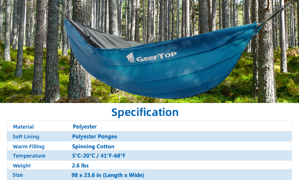 GEERTOP Hammock Quilt for Camping Ultralight Backpacking