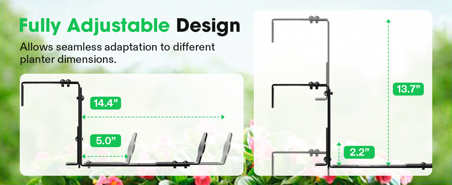 VIVOSUN Planter Box Brackets, Adjustable Window Box