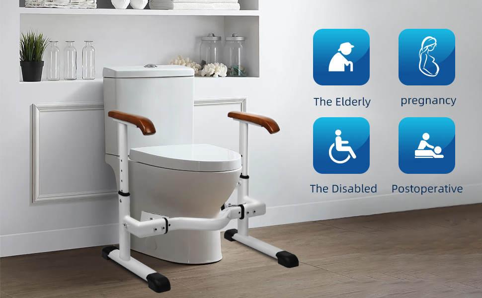 Finitypro Toilet Safety Rails for Elderly Adjustable Height