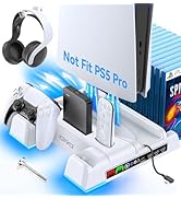 PS5 / PS5 Slim Stand and Cooling Station with LED Controller Charging Station for Playstation 5 C...