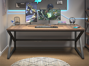 HSH Large Home Office Desk Two Person, Extra Long Wood Metal Computer table for 2 Monitors 70 Inch 