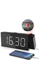 ROCAM Reloj Despertador Digital Proyector con Conexión USB ...