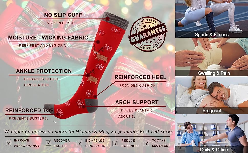 Christmas Compression Socks for Women, Medical Compression