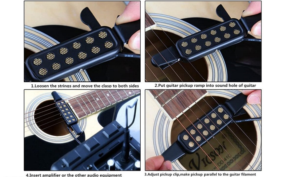 TECHBLAZE Guitar Pickup Clip on Acoustic Guitar Transducer 12