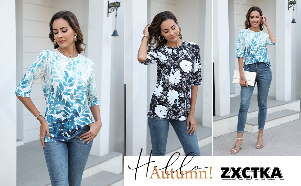 Amazon.com: 3/4 Sleeve Tops Blouses,Womens 3/4 Sleeve Tops