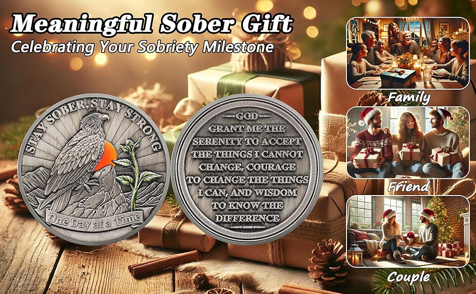 Hope Eagle Sobriety Coin Celebrating Recovery and Personal Growth with AA HA Chips and Medallions