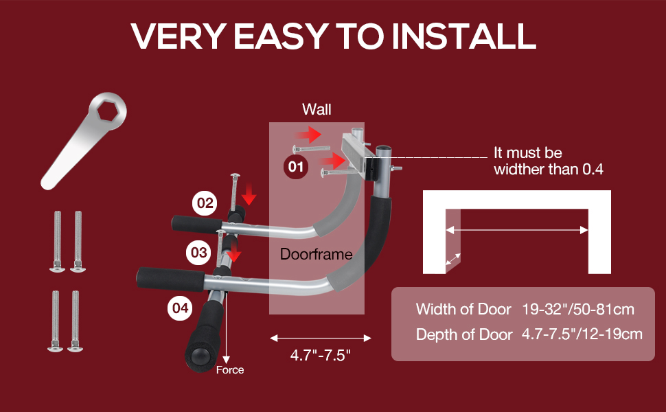 Door Workout Bar with Foam Grips