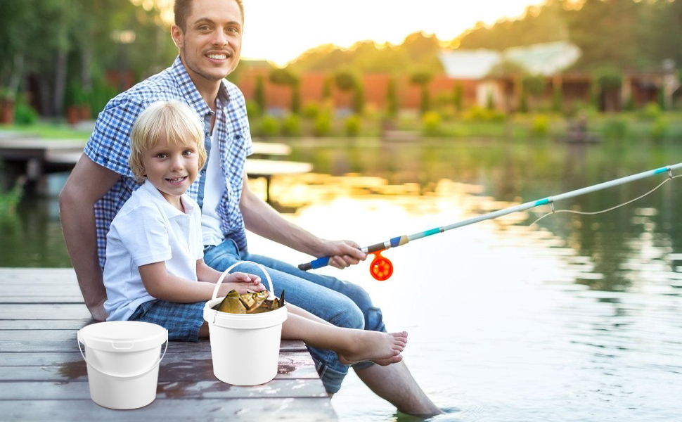 White Plastic Pail White Plastic Bucket with Handle Lid 2L Industrial Paint Pail Container Bucket