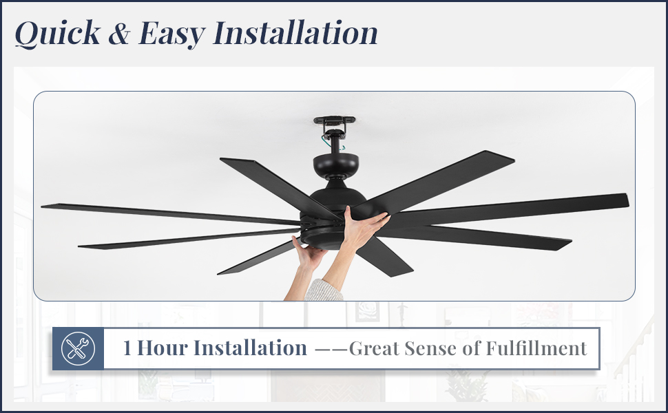 Amazon.com: 72 Inch Ceiling Fan no Light, Black Ceiling Fan