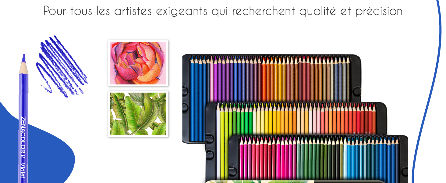 Zenacolor 120 Crayons de Couleur Professionnels, avec Boîte en Métal