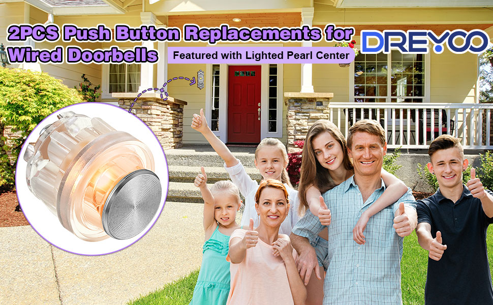2 Pack Lighted Doorbell Button Replacement, Easy to Install Wired