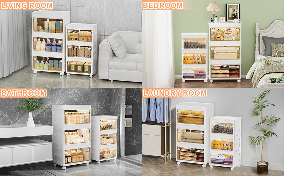 Plastic Storage Drawer Cart 228Qt 3 Pack Stackable Storage