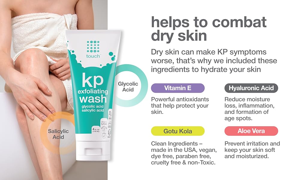 TOUCH Keratosis Pilaris Exfoliating Body Wash Cleanser KP Treatment with 15