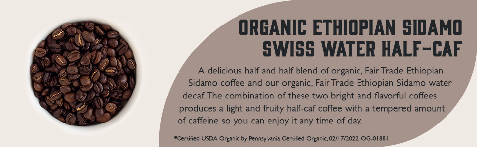 Organic Ethiopian Sidamo Half Caf description