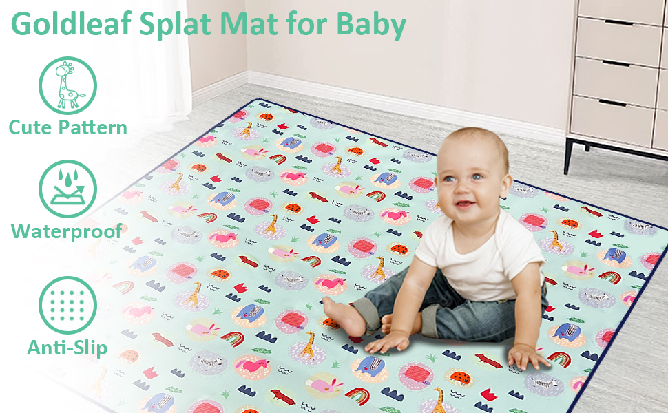Splat Mat for Under High Chair, 51"x51" Large Baby Anti