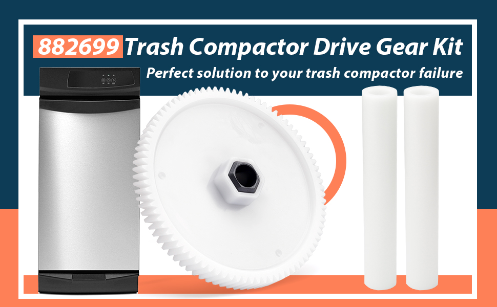 882699 Trash Compactor Drive Gear Kit Replacement for Whirl