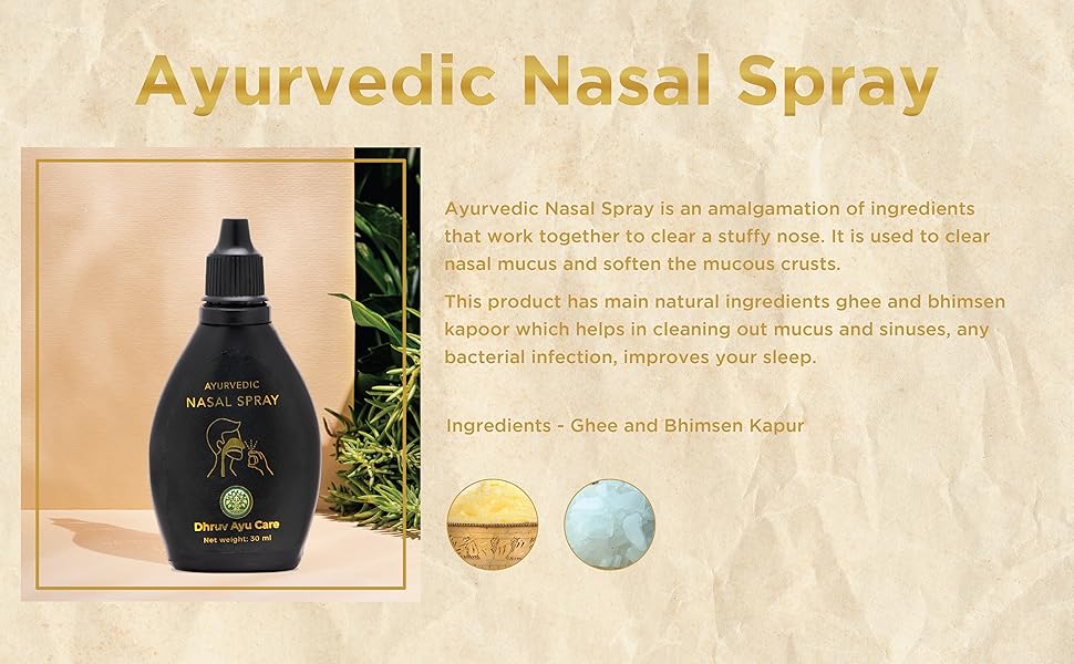 Dhruv Ayu Care Nasal Spray (30 ML) Pure Ayurvedic Herb Used Helps