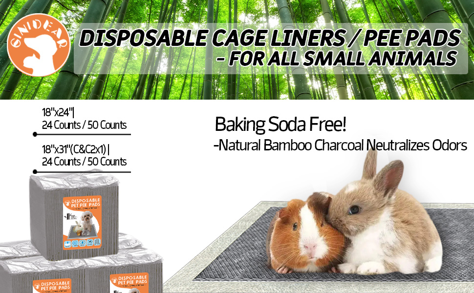 GINIDEAR Disposable Guinea Pig Cage Liners, Charcoal Odor
