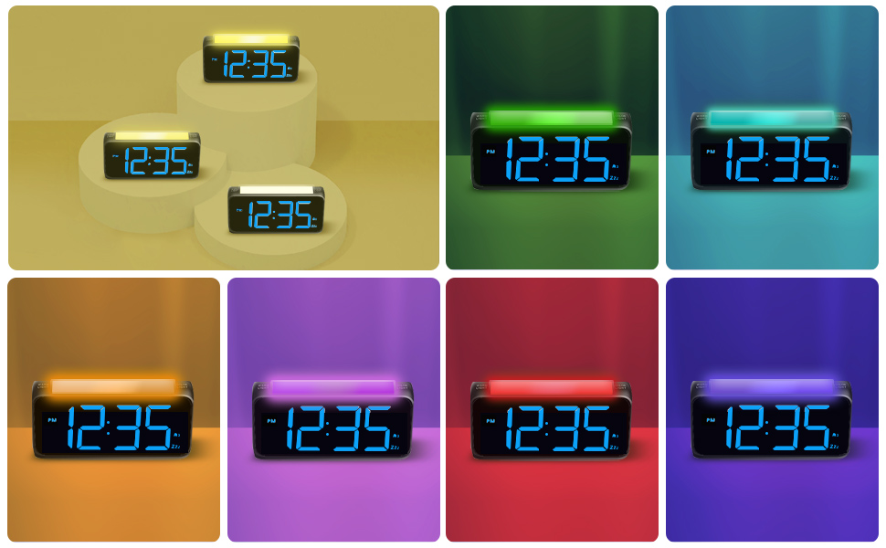 Alarm Clock with Night Light for Bedrooms, Simple Large LED Display Big
