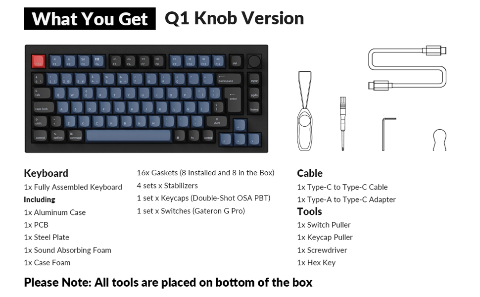 Keychron Q1 75 Layout Mechanische Tastatur mit Knopf, RGB