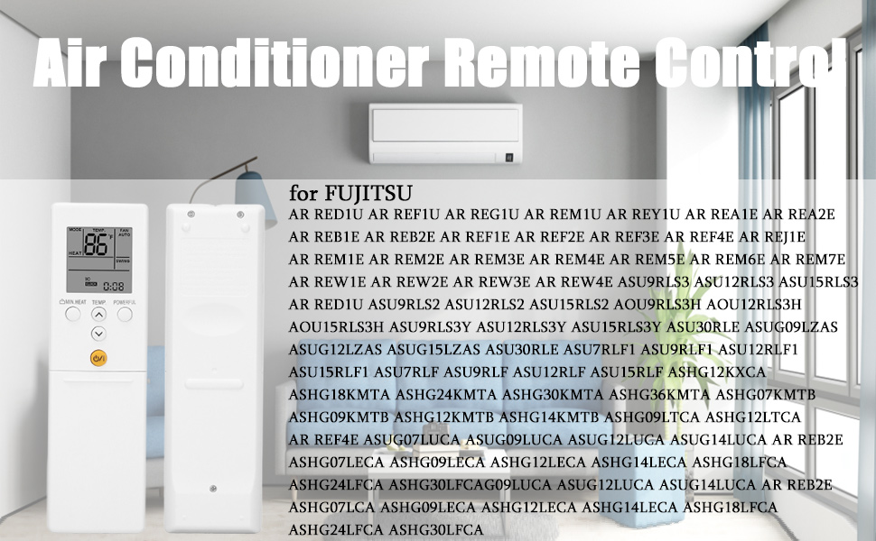 Remote Control Replacement for Fujitsu AR REM1U ASU9RLS3Y ASU12RLS3Y