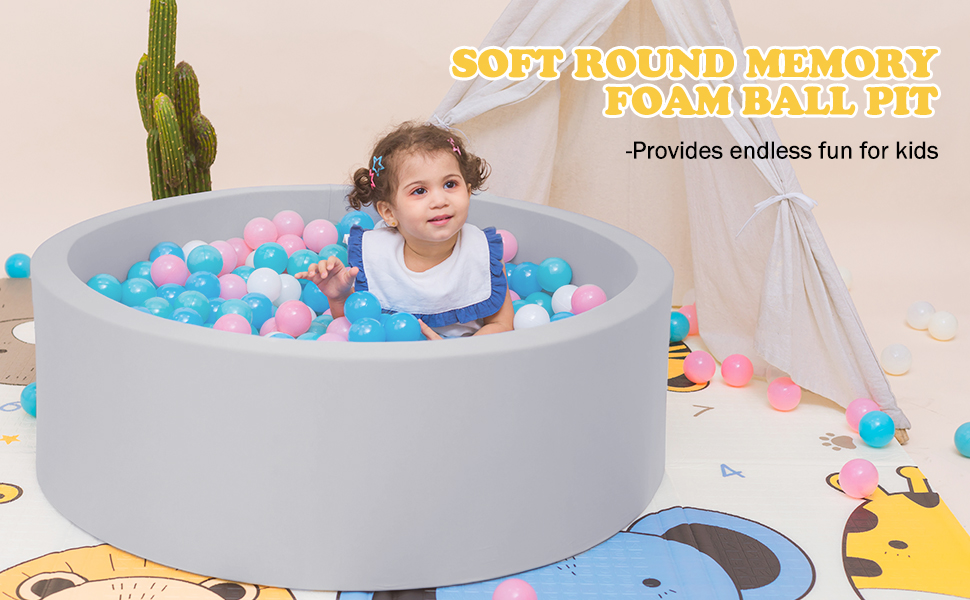 JOYENERGY Foam Ball Pit for Toddlers 35.4 x 11.8 inch Soft
