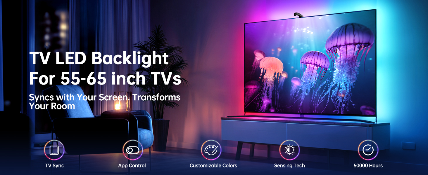 tv led backlight sync to screen behind tv lights that change with tv smart reactive