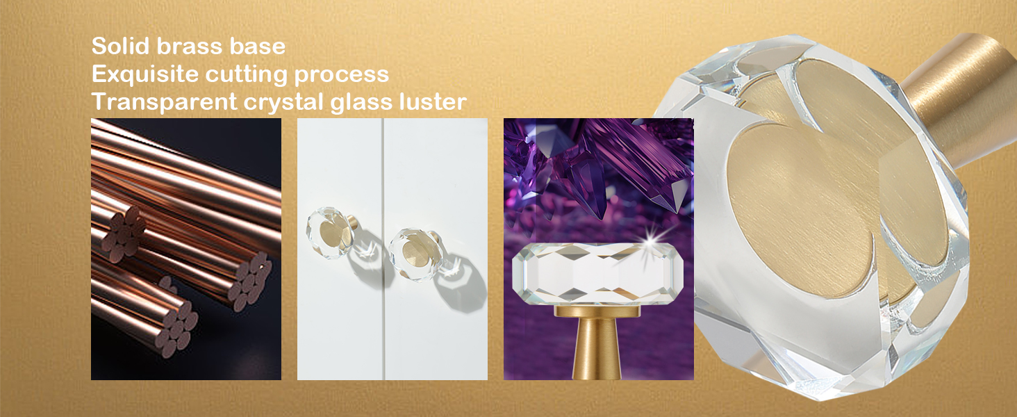 Glass Drawer Knobs 8 Pack Gold Crystal Brushed Pulls