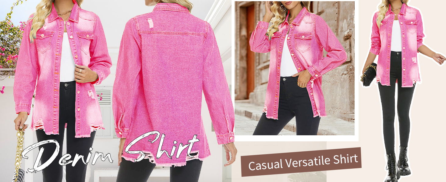 pink denim jacket