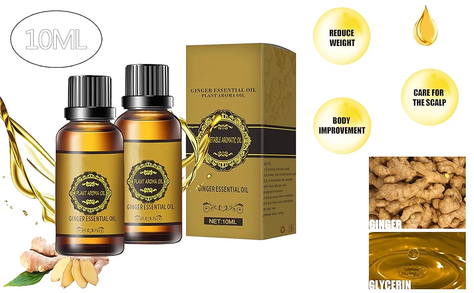 3PCS Ginger Essential Oil Plant Aroma Oil,Belly Drainage Ginger Oil