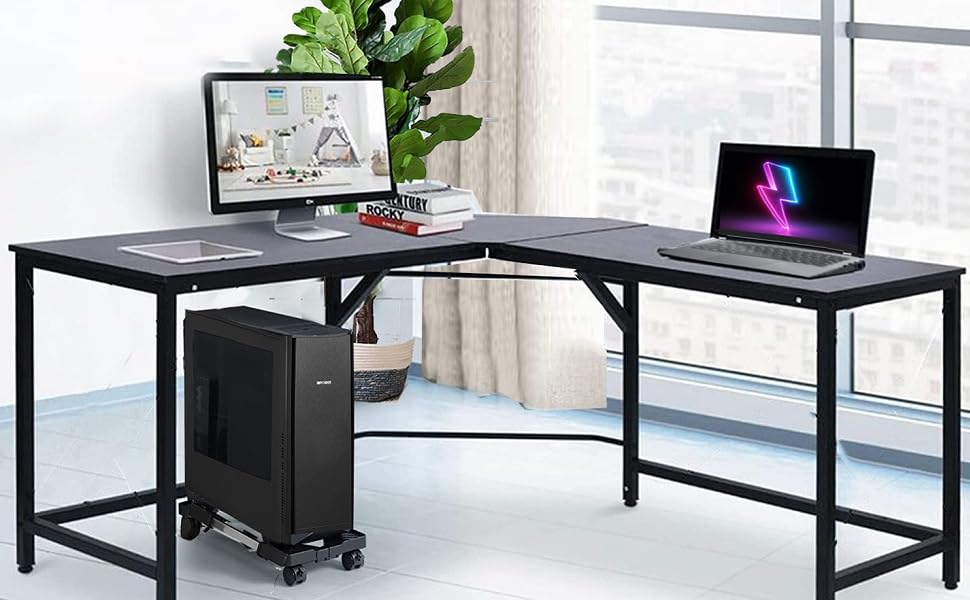 Adjustable Computer Tower Stand Mobile CPU Stand with Rolling Caster