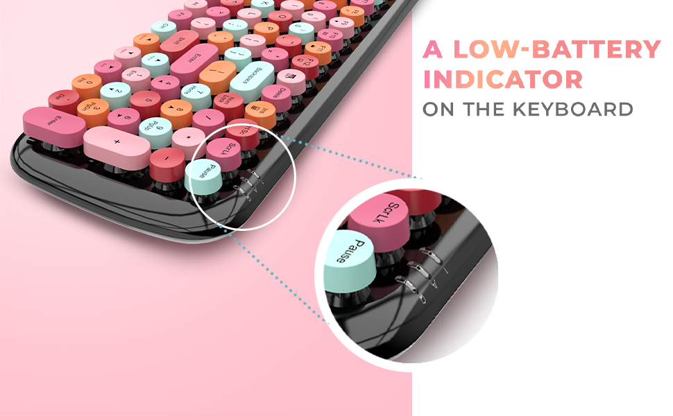 KeyBee Retro Typewriter Inspired 2.4GHz Wireless Keyboard and Mouse Combo