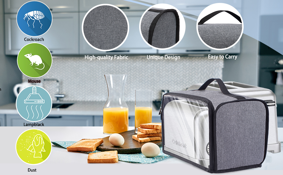 BAGSPRITE Toaster Cover with Base for 2 Slice Wide Slots