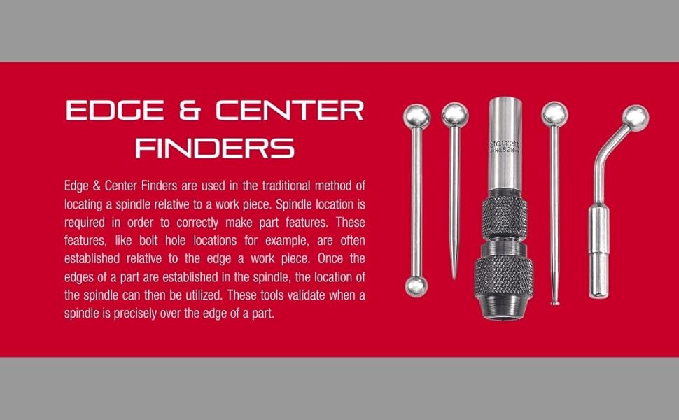 Starrett 827B Edge Finders, Double End, with Pointed Contact, 0.5" Body