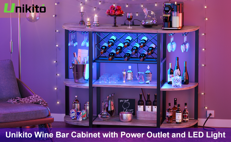 Mua Unikito 4Tier Metal Coffee Bar with Outlet and LED Light